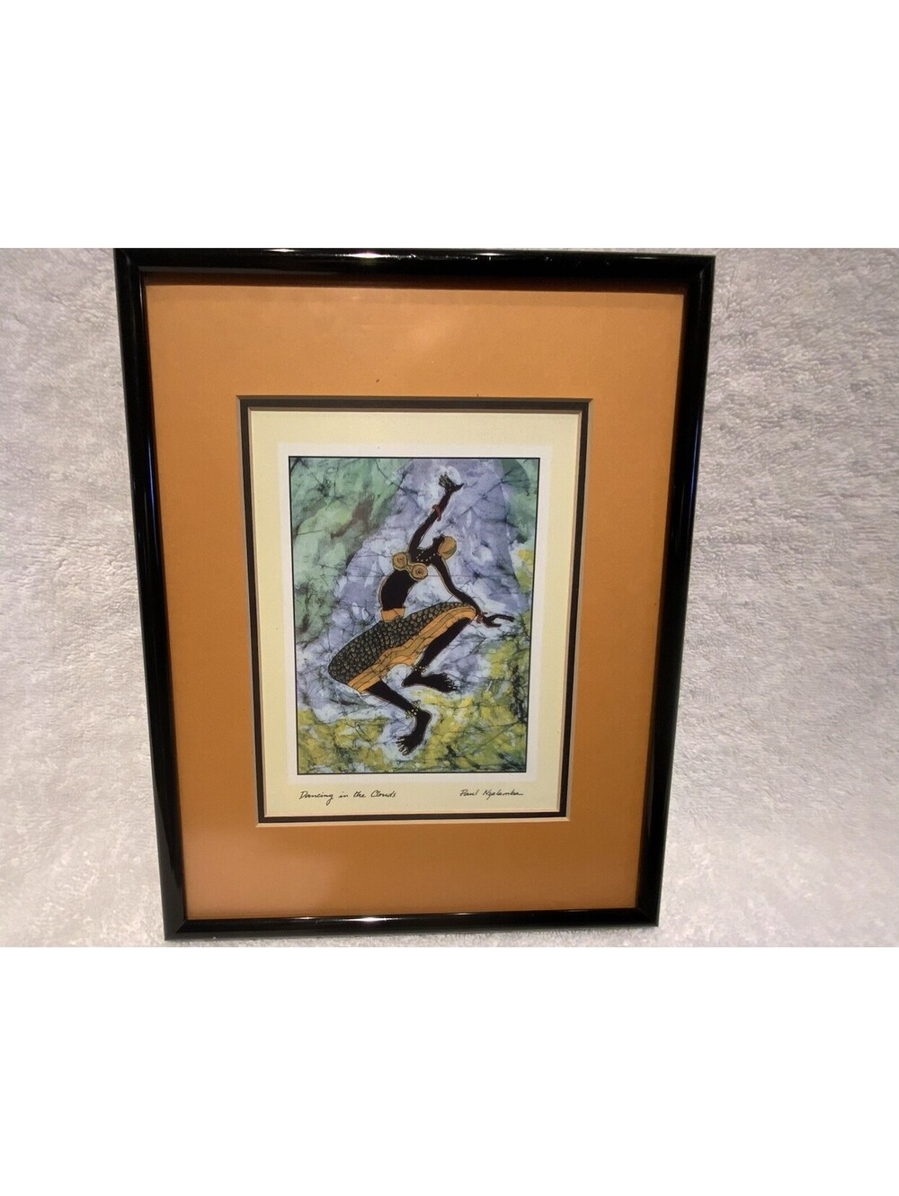 Paul Nzalamba Framed and Signed 10 1/8”L x 8”W Print ‘Dancing in the Clouds’